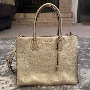 MICHAEL KORS Gold Mercer Large Tote Satchel